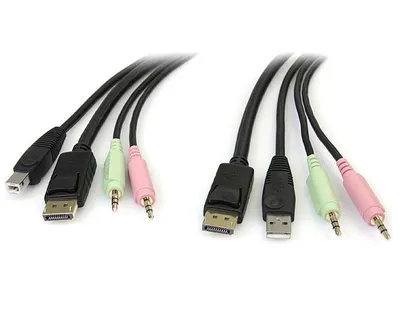 KVM-DisplayPort-Kabel StarTech DP4N1USB6 USB Audio Mikrofon 1,83 m schwarz