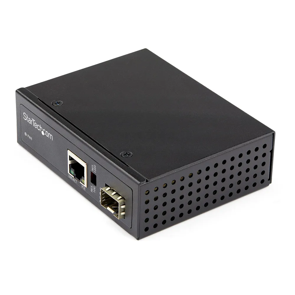 StarTech 60W PoE+ IP30 SFP auf RJ45 Medienkonverter DIN-Unterstützung IMC1GSFP60W -40 bis 75°C