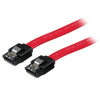 SATA-III-Kabel 0,304m mit Sicherheitsverschluss, 7-polig Männchen/Männchen, Rot, 6Gbps, Niedrigprofil