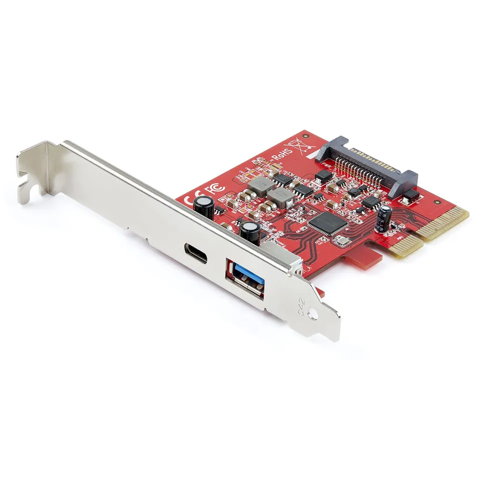 PCIe USB 3.2 Gen 2 Karte mit USB-C und USB-A Anschluss Rot 10Gbps PCIe 3.0