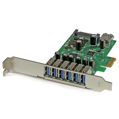 USB 3.2 Gen 1 PCIe Karte 7 Ports SATA Stromanschluss Grüner Metall