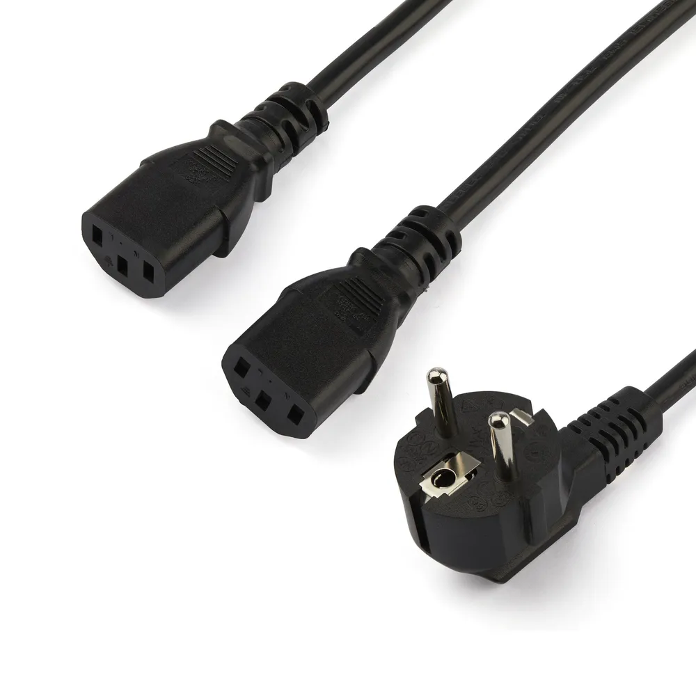 StarTech.com PXT101YEU2M Stromkabel Schwarz CEE7/7 2 x C13-Koppler