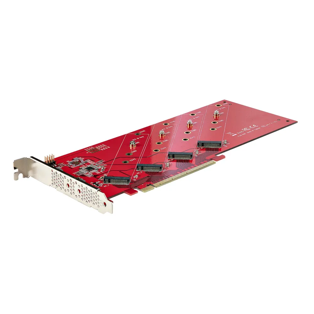 Startech Schnittstellenkarte QUAD-M2-PCIE-CARD-B PCIe 4.0 7,8 Gbit/s Rot belüftet