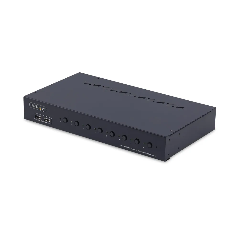 KVM Switch StarTech.com 8-Port HDMI 4K 60Hz USB 2.0 Hub Rackmount 1U Schwarz