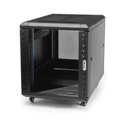 Serverschrank StarTech.com 12U 19 Zoll 4 Säulen Glas abschließbar Rollen
