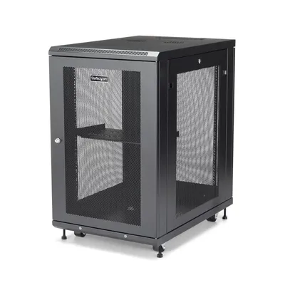 Server-Rack StarTech.com 18U 19 Zoll abschließbar Rollen verstellbare Schienen Schwarz