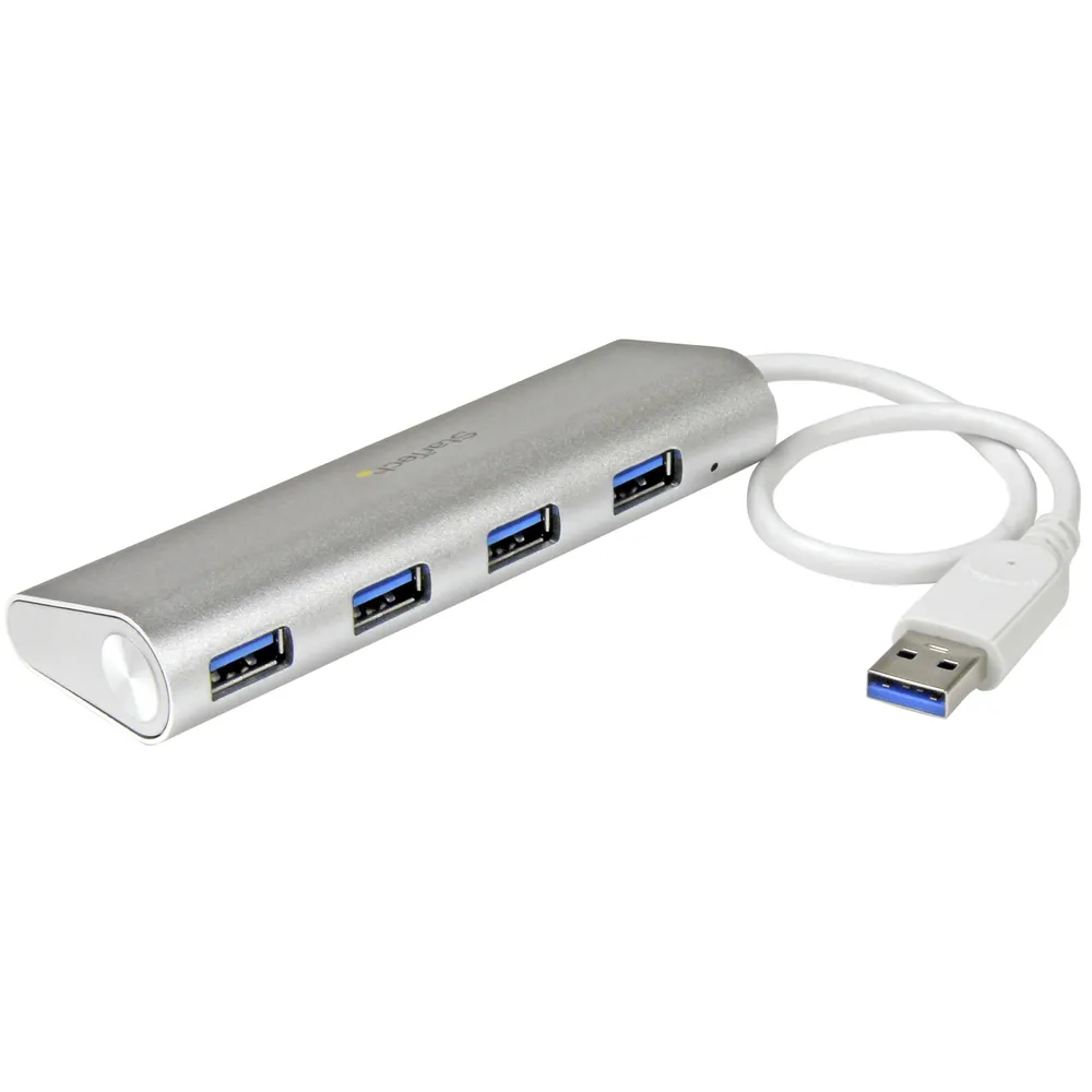 StarTech.com ST43004UA Schnittstellen-Hub USB 3.2 Gen 1 (3.1 Gen 1) Type-A 5000 Mbit/s Silber, Weiß