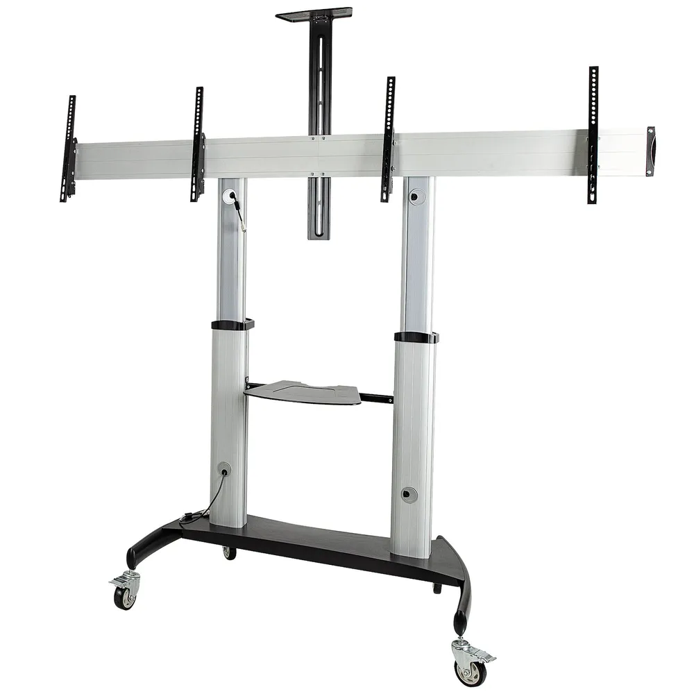 TV-Rollwagen StarTech.com STNDMTVDUO Höhenverstellbar Neigbar Schwarz Silber TV-Ständer