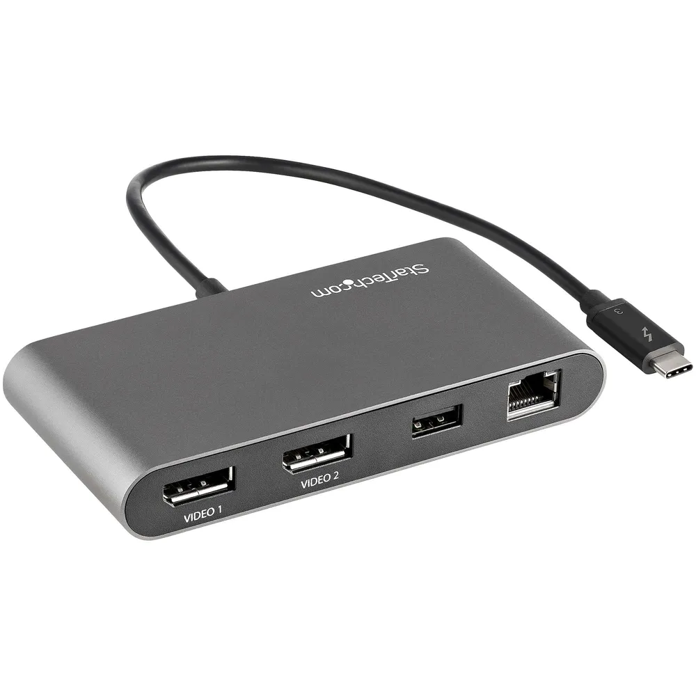 StarTech.com TB3DKM2DPL laptop-dockingstation & portreplikator Kabelgebunden Grau