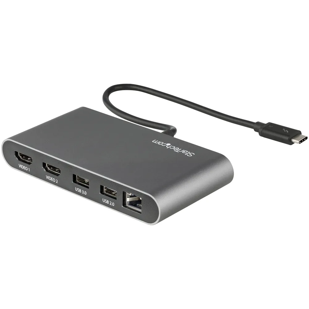 StarTech.com TB3DKM2HDL laptop-dockingstation & portreplikator Kabelgebunden Grau