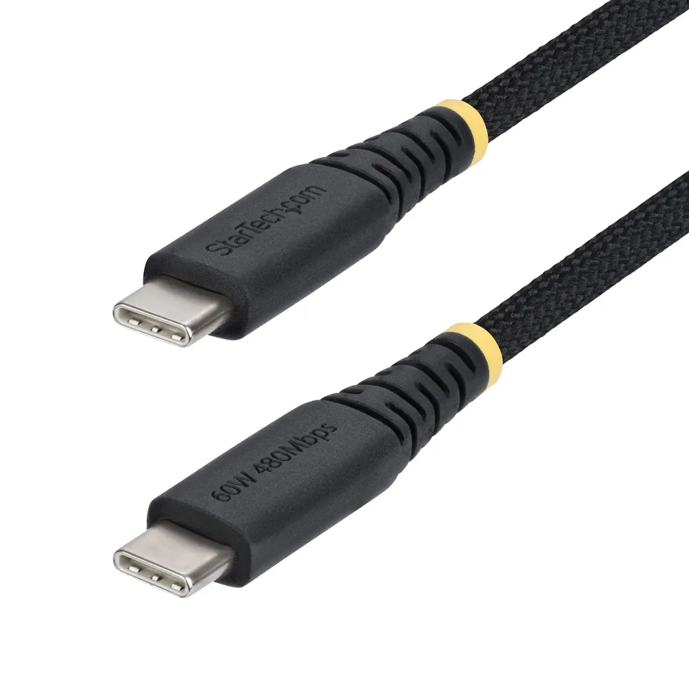 StarTech.com USB-C Ladekabel 2m Geflochten 60W 3A PD USB 2.0 Schwarz