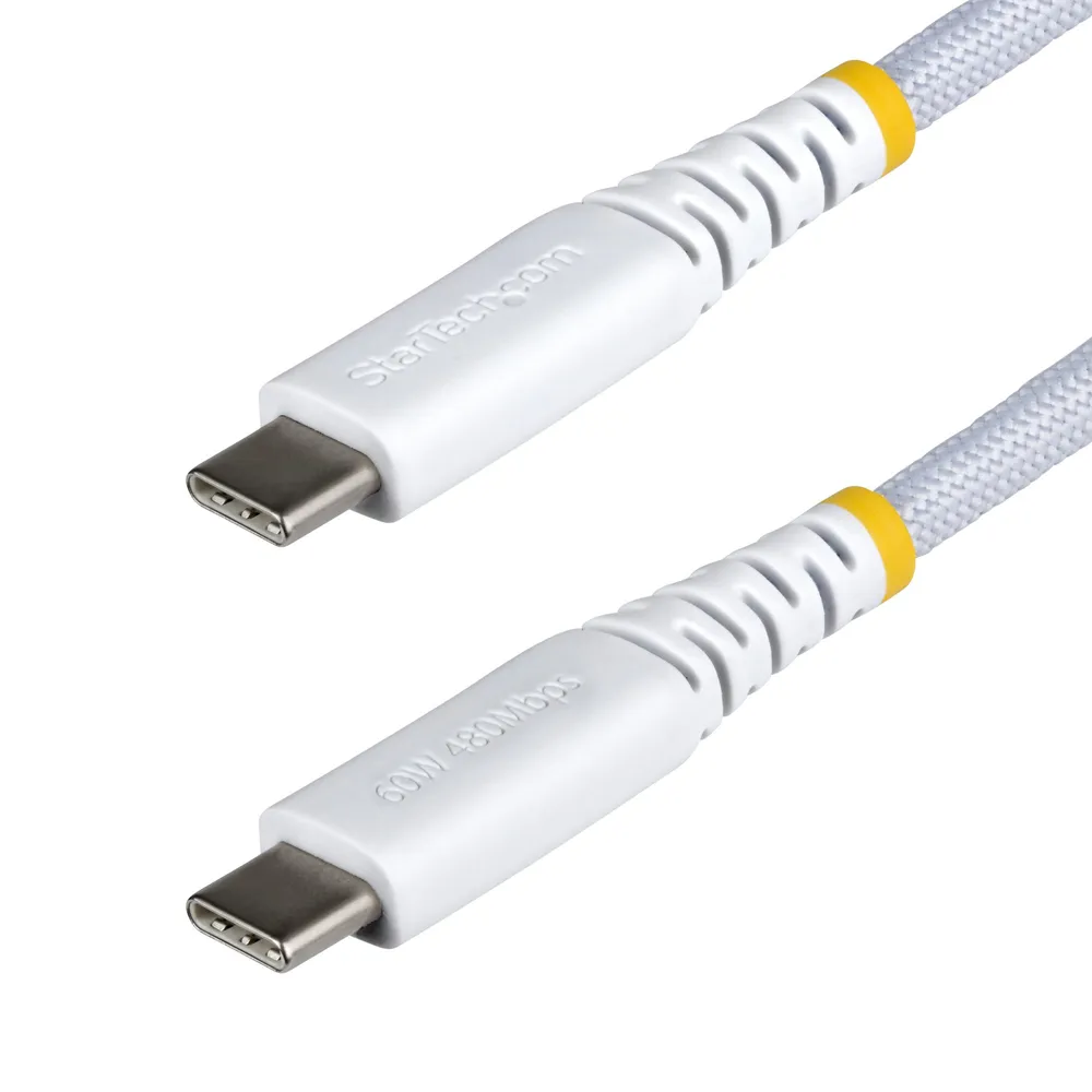USB-C Ladekabel Geflochten 3m StarTech.com 60W 3A PD USB 2.0 Weiß