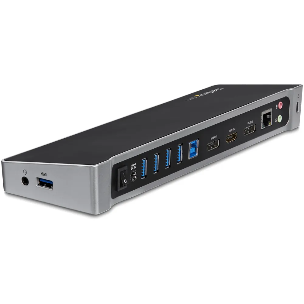 StarTech.com USB3DOCKH2DP laptop-dockingstation & portreplikator Kabelgebunden USB 3.2 Gen 1 (3.1 Gen 1) Type-A Schwarz, Silber