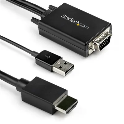 StarTech.com VGA2HDMM2M Videokabel-Adapter USB Type-A + VGA (D-Sub) HDMI Typ A (Standard) Schwarz