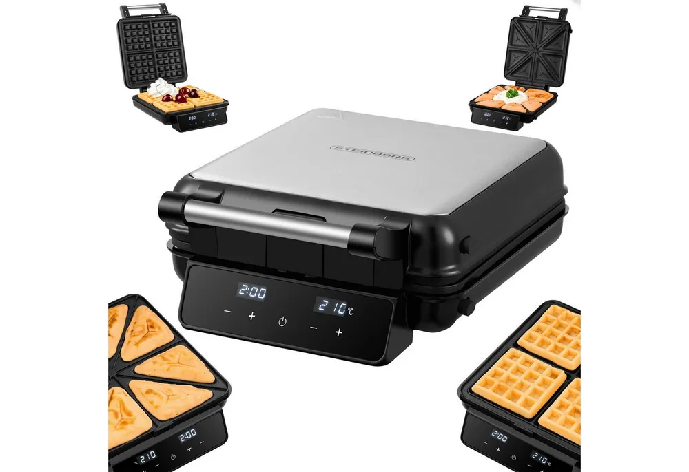 STEINBORG 2-in-1-Kombi-Waffeleisen SB-2241, 1500 W, Touch-Display