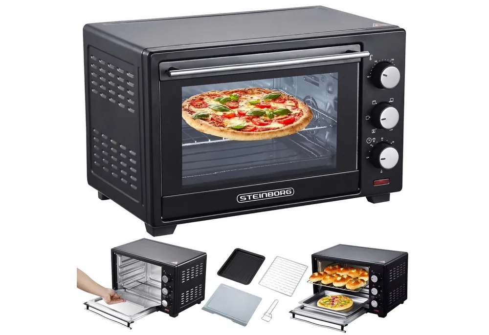 STEINBORG Minibackofen SB-3002, 25 Liter, Umluft, mit Krümelblech, 1600 Watt