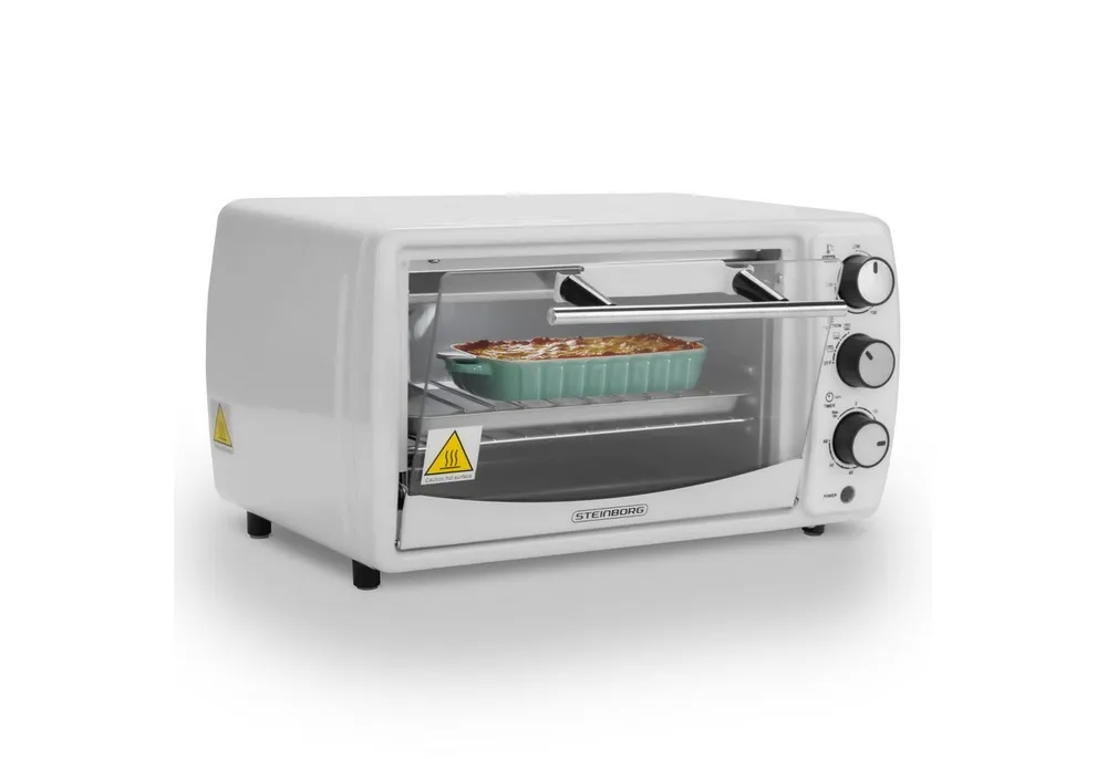 STEINBORG Minibackofen SB-3005w, 13 Liter, Großes Sichtfenster, Hitzebeständiges Gehäuse, 1200 Watt