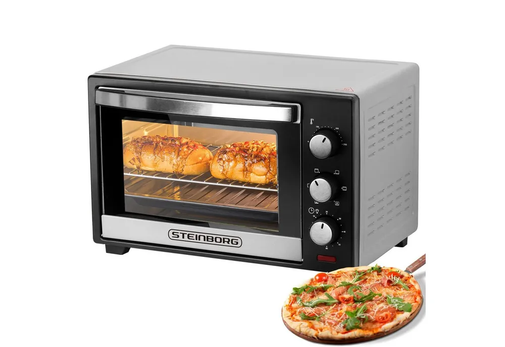 STEINBORG Minibackofen SB-3012, 25 Liter, Umluft, mit Krümelblech, 1600 Watt