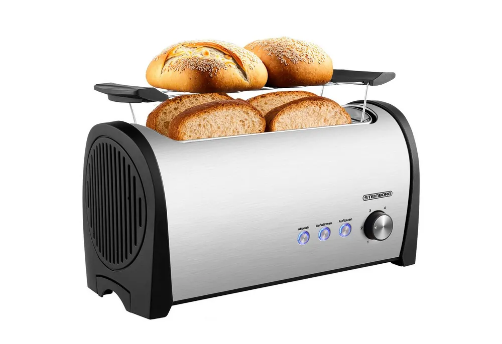 STEINBORG Toaster SB-2213, 2 lange Schlitze, für 2 Scheiben, 1400 W, Selbstzentrierende Führung für eine gleichmäßige Bräunung