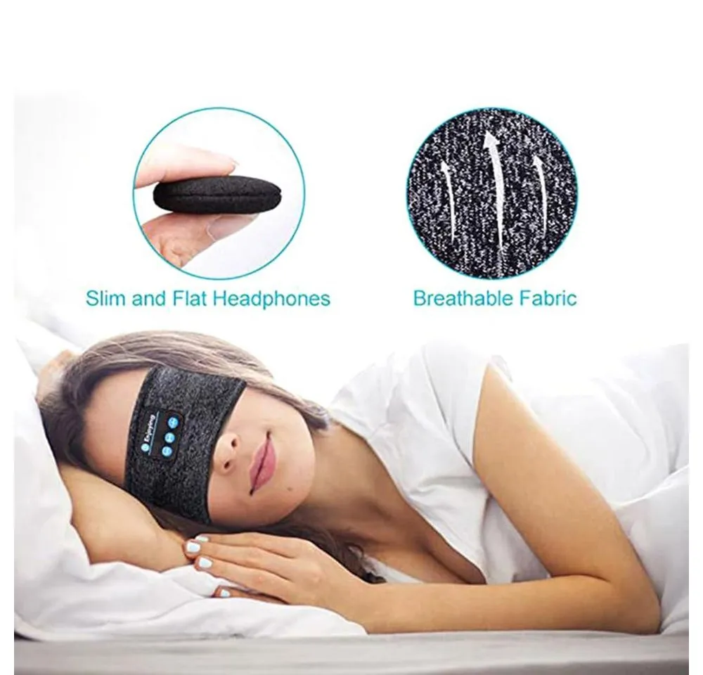 Stelby Bluetooth Schlafmaske mit Kopfhörern – Schlafband mit Musik Blau Bluetooth-Kopfhörer (Nein, Bluetooth, Bluetooth-Schlafkopfhörer-Stirnband, weich, waschbar, bequem)