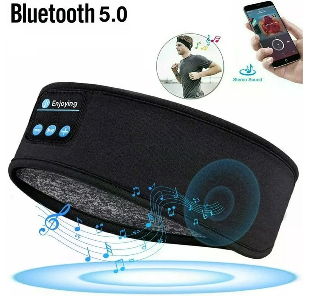 Stelby Bluetooth Schlafmaske mit Kopfhörern – Schlafband mit Musik Blau Bluetooth-Kopfhörer (Nein, Bluetooth, Bluetooth-Schlafkopfhörer-Stirnband, weich, waschbar, bequem)