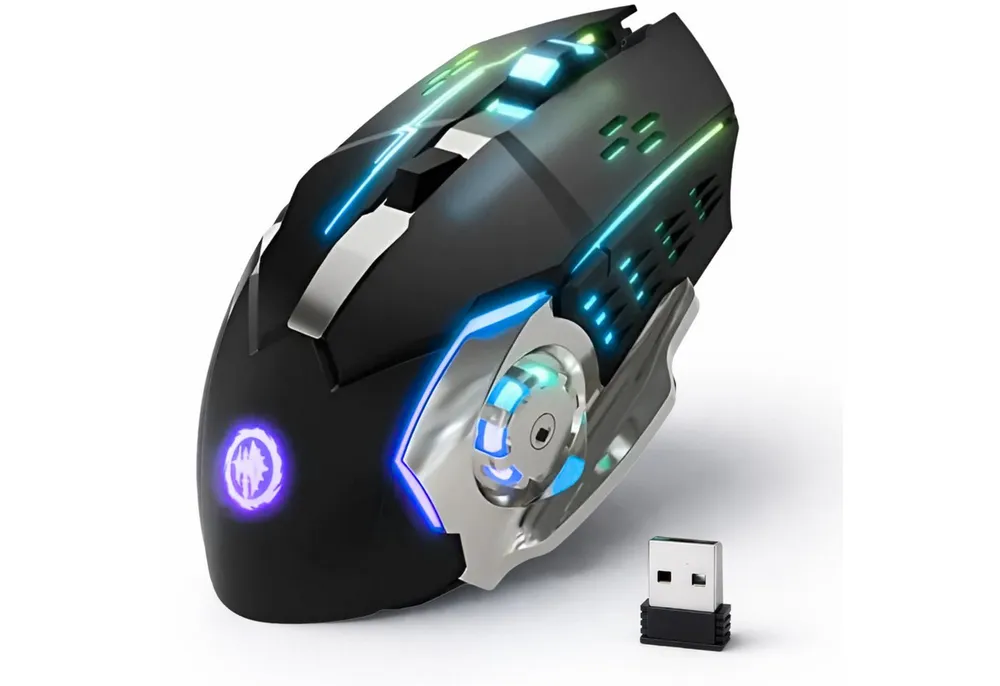 StellarLuma Gaming Maus Kabellos RGB Wireless USB Gaming-Maus Gaming-Maus (Bluetooth, Funk, Kabellose Dual Mode Gaming Maus mit 6 Tasten und RGB-Beleuchtung)