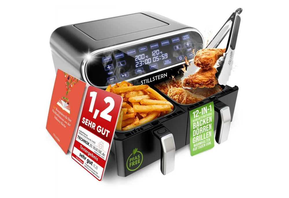 Stillstern Heißluftfritteuse, 2400 W, Backofen, Dörrautomat, Grill, Warmhalten&Auftauen