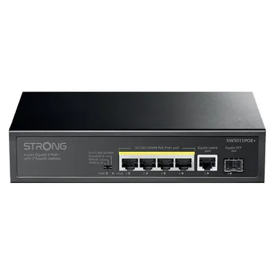 Switch Strong SW5011POE+ 6 Ports Gigabit 4x PoE+ 2x Uplink Desktop/Wandmontage