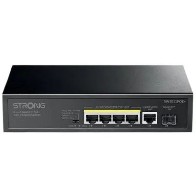 Switch Strong SW5011POE+ 6 Ports Gigabit 4x PoE+ 2x Uplink Desktop/Wandmontage