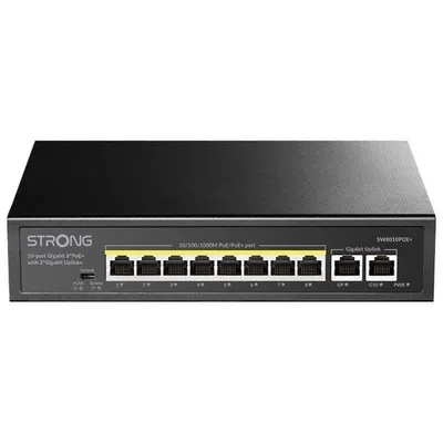 Switch Strong SW8010POE+ 8x Gigabit PoE 2x Gigabit Uplink Kompakt