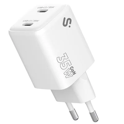 GaN Ladegerät Subblim 35W 2x USB-C PPS Power Delivery Ultra Kompakt Weiss
