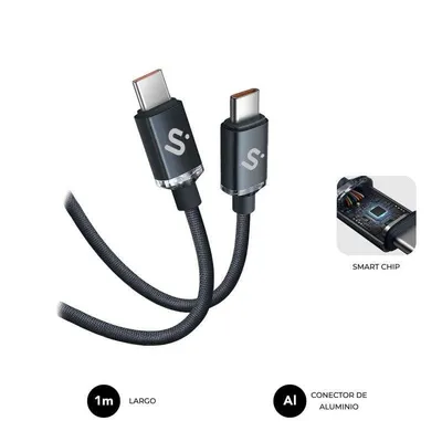 USB-C Kabel Subblim Optimus 1m 60W Nylon Geflochten Aluminium 480Mbps Schwarz