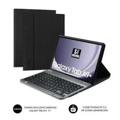 SUBBLIM KeyTab Pro BT Tastaturhülle für Galaxy Tab A9+ 11″, Bluetooth 5.2, QWERTY Spanisch, Schwarz