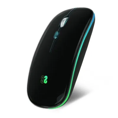 Subblim LED Dual Flat Mouse Kabellose optische Maus RGB 1600DPI Schwarz