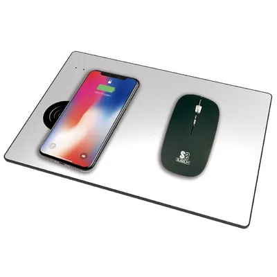 Subblim Wireless Charger Aluminiummatte mit kabellosem Laden 10W Silber