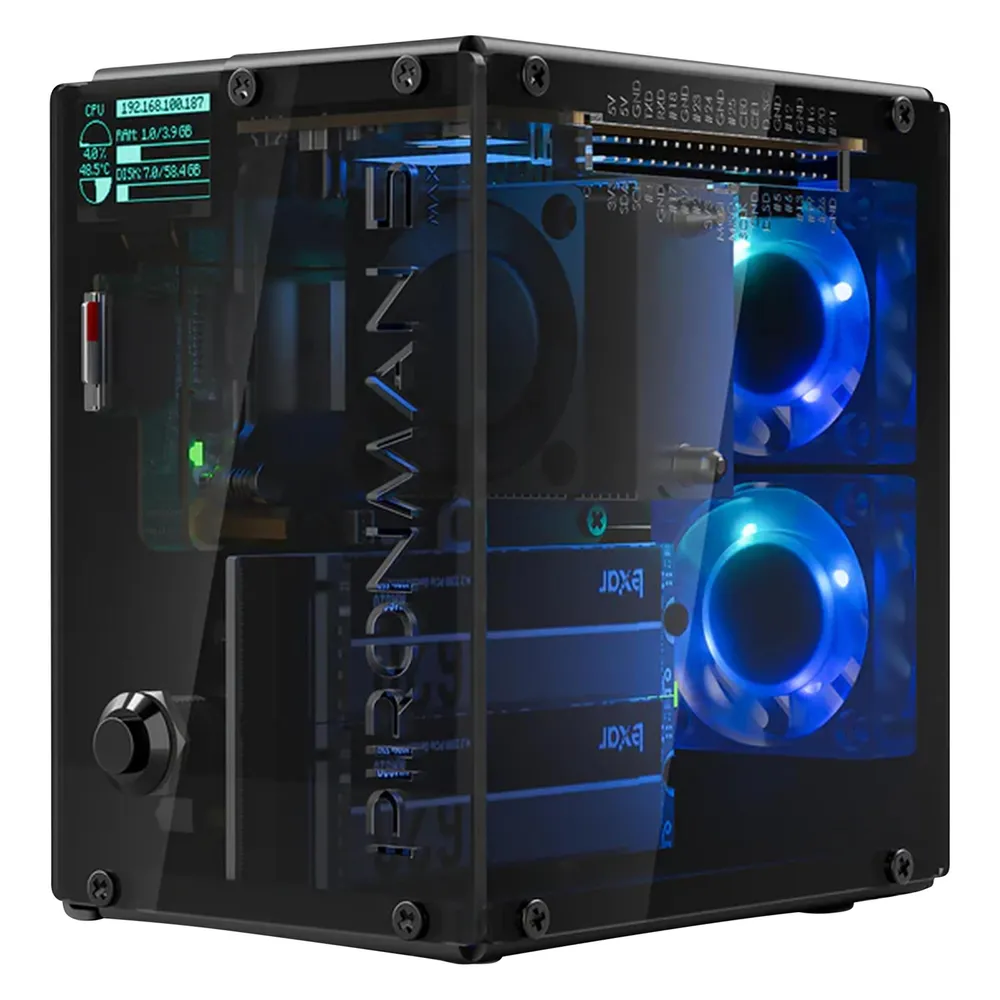Sunfounder PIRONMAN-MAX PC-Gehäuse Transparentes Acryl mit Display für Raspberry Pi 5