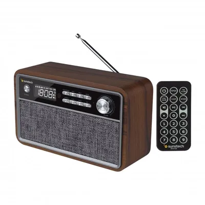 Sunstech RPBT500 Tragbares Radio mit Bluetooth, Schwarz/Holz
