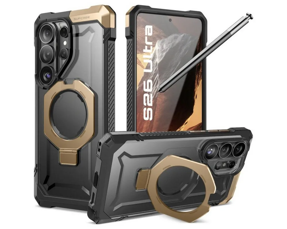 Supcase Handyhülle UB Grip Mag Magnetring-Case für Samsung Galaxy S26 Ultra Schwarz Braun 6
