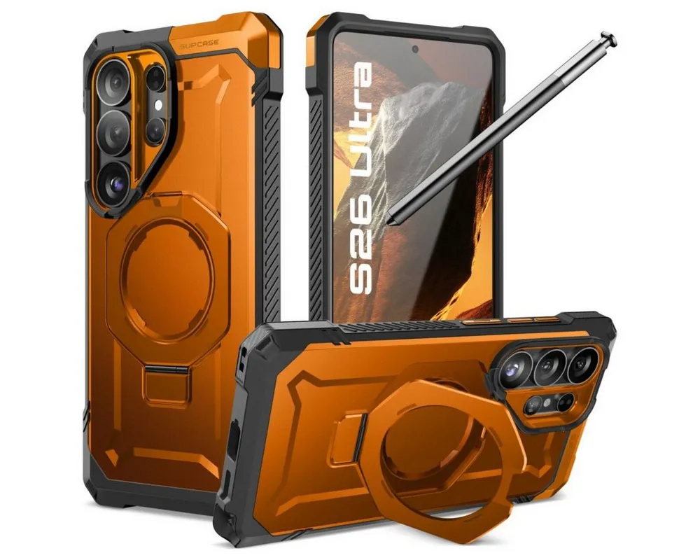 Supcase Handyhülle UB Grip Mag mit Magnetring für Samsung Galaxy S26 Ultra Orange Schwarz 6