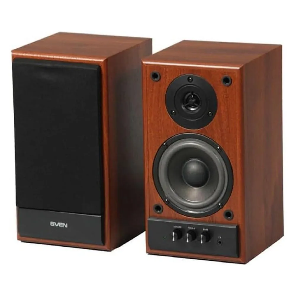 Lautsprecher Sven Kabelgebunden 2.0 40W Schwarz und Holz mit Tweeter und Rotary-Regler