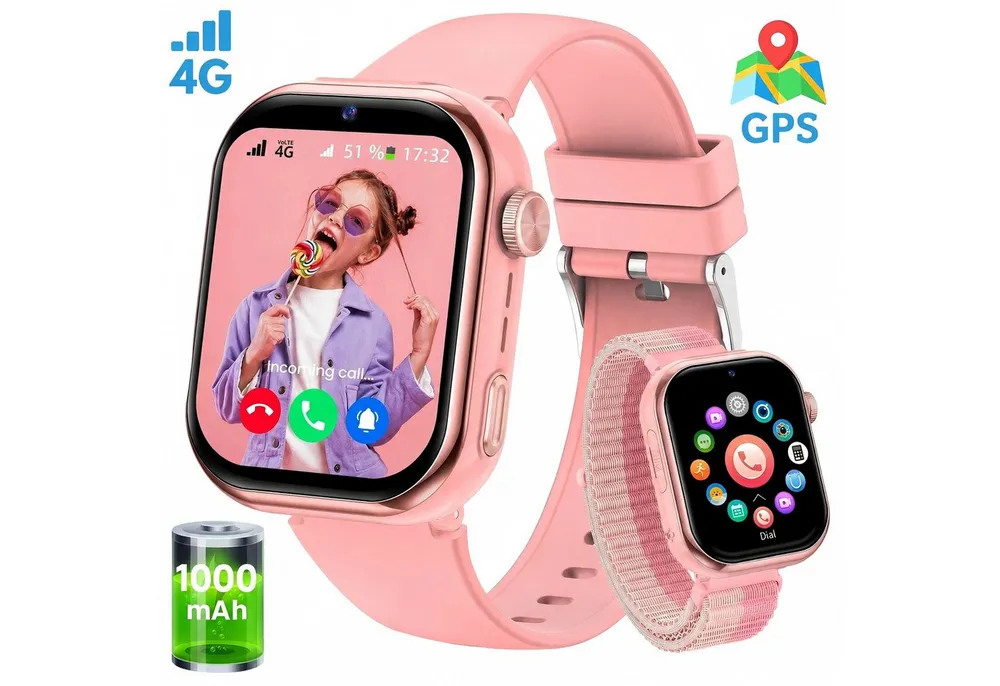 SWGOTA 2026 NEUE 4G Kinder Smartwatch 1000mAh mit GPS & Telefonfunktion Smartwatch (1,83 Zoll), Dual-Kamera mit je 3 MP, Smartwatch für Kinder, für 4–12 Jungen und Mädchen,für Android und IOS