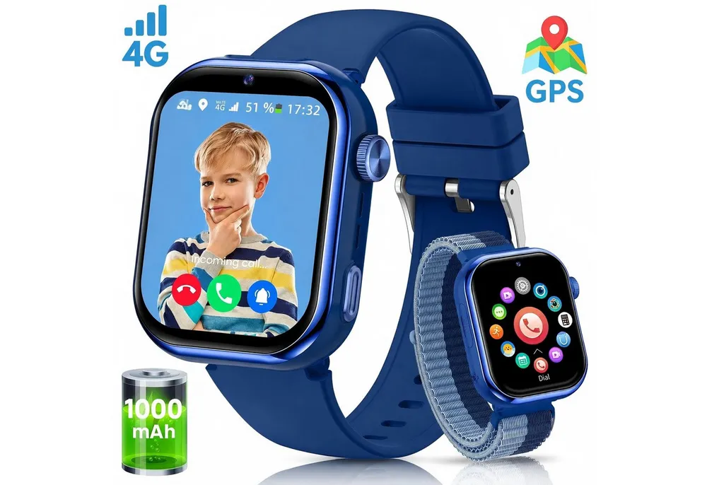 SWGOTA 2026 NEUE 4G Kinder Smartwatch 1000mAh mit GPS & Telefonfunktion Smartwatch (1,83 Zoll), Dual-Kamera mit je 3 MP, Smartwatch für Kinder, für 4–12 Jungen und Mädchen,für Android und IOS