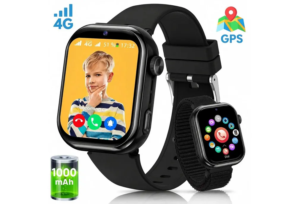 SWGOTA 2026 NEUE 4G Kinder Smartwatch 1000mAh mit GPS & Telefonfunktion Smartwatch (1,83 Zoll), Dual-Kamera mit je 3 MP, Smartwatch für Kinder, für 4–12 Jungen und Mädchen,für Android und IOS