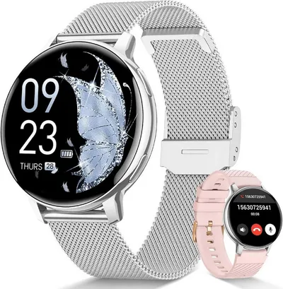 SWGOTA 2026 NEW Smartwatch Damen Fitnesstracker Uhr mit Anrufe,Pulsuhr,SpO2 Smartwatch (3.53 cm/1,39 Zoll, HD Touchscreen), Smartwatch für Damen mit Blutdruck,Schlafmonitor,Zyklus,2 Armbänder