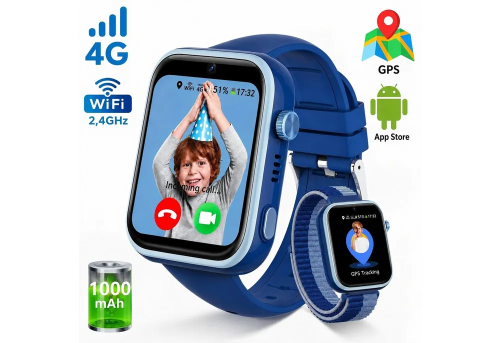 SWGOTA 4G Kinder Smartwatch mit Telefonfunktion und GPS, SOS,Zwei-Wege-Anrufe Smartwatch, Kindersmartwatch mit WLAN, Bildkompetenz für 4–12 Jungen und Mädchen
