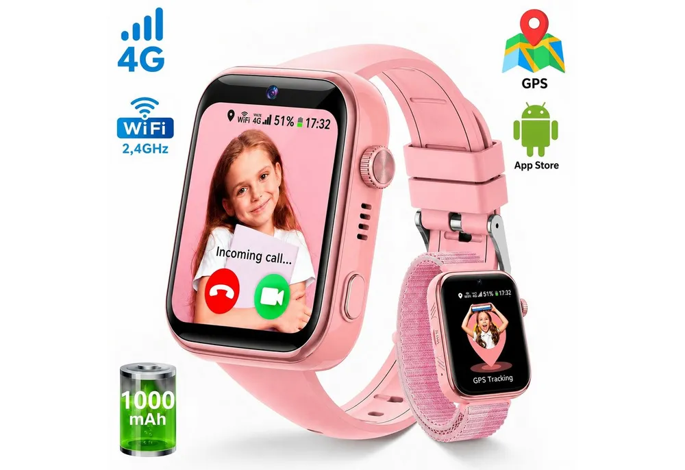 SWGOTA 4G Kinder Smartwatch mit Telefonfunktion und GPS, SOS,Zwei-Wege-Anrufe Smartwatch, Kindersmartwatch mit WLAN, Bildkompetenz für 4–12 Jungen und Mädchen