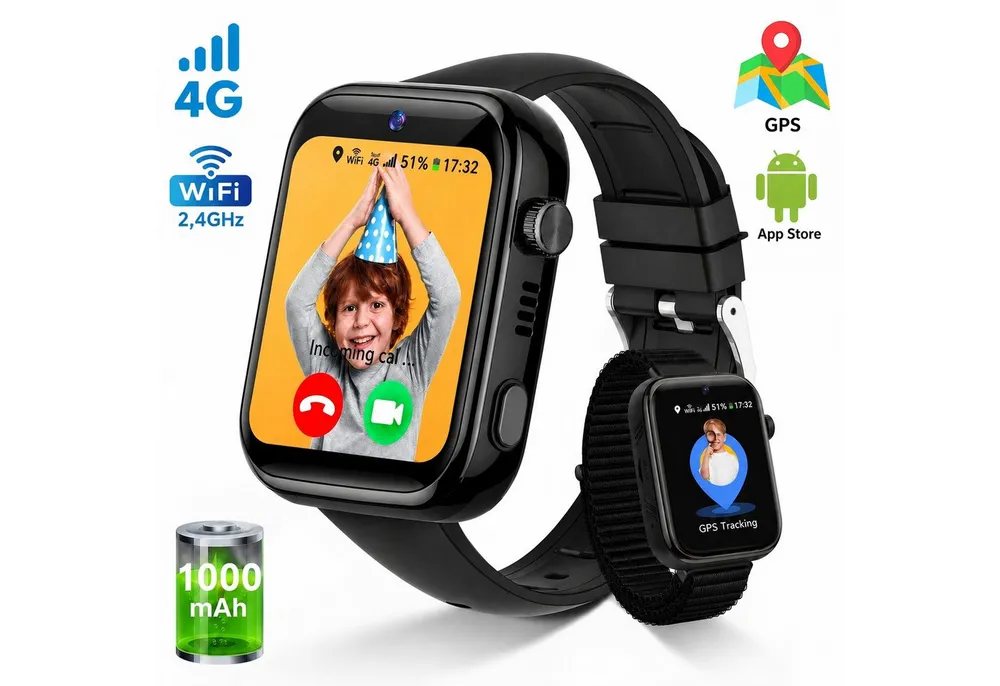 SWGOTA 4G Kinder Smartwatch mit Telefonfunktion und GPS, SOS,Zwei-Wege-Anrufe Smartwatch, Kindersmartwatch mit WLAN, Bildkompetenz für 4–12 Jungen und Mädchen