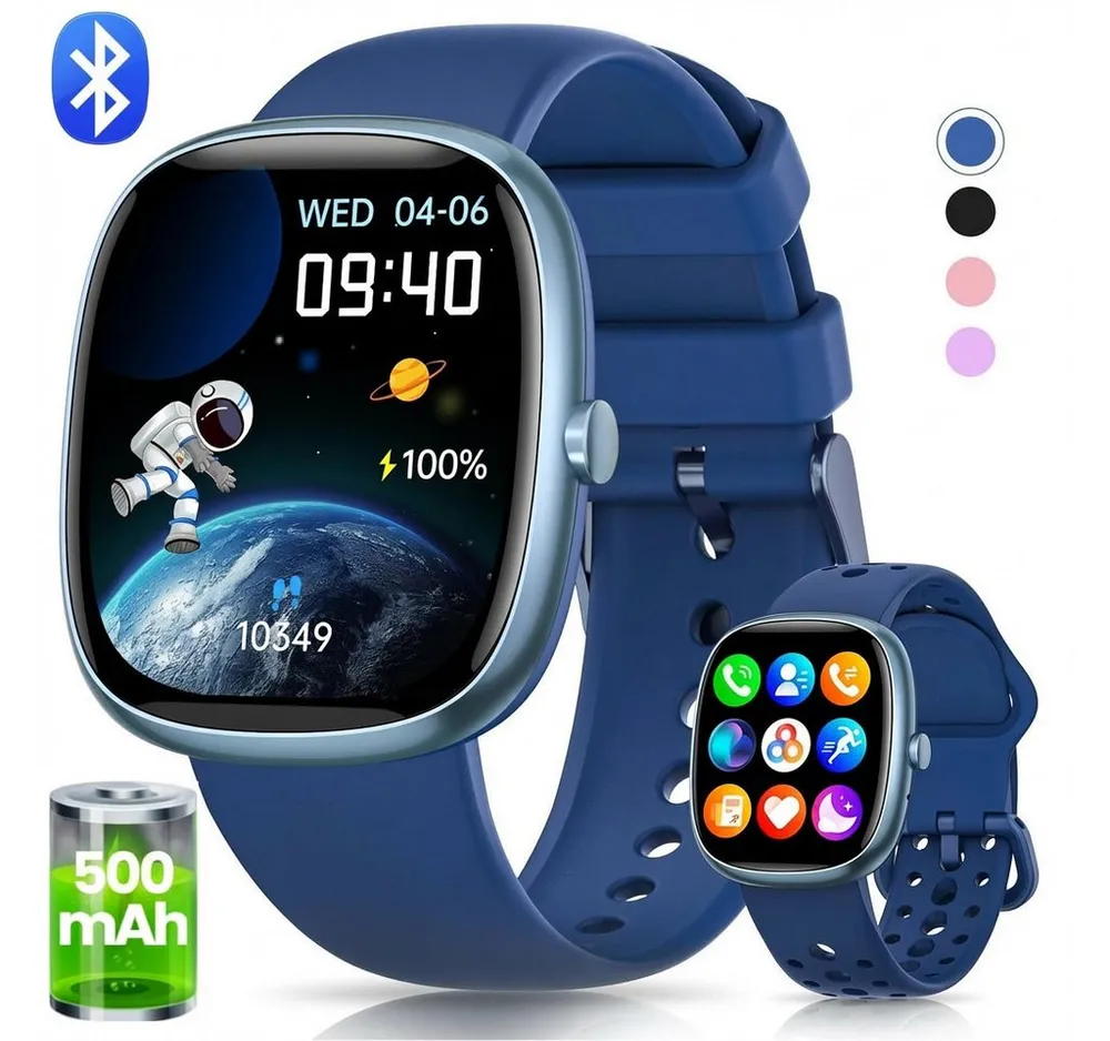 SWGOTA Smartwatch Kinder für Jungen und Mädchen 5-16 Jahren mit Telefon, IP68 Smartwatch (1,5 Zoll), Smartwatch für Kinder mit 20 Sportmodi/Herzfrequenz/Schlafmonitor, Kinder Smartwatch Schrittzähler, Wecker, Geschenk für Kinder