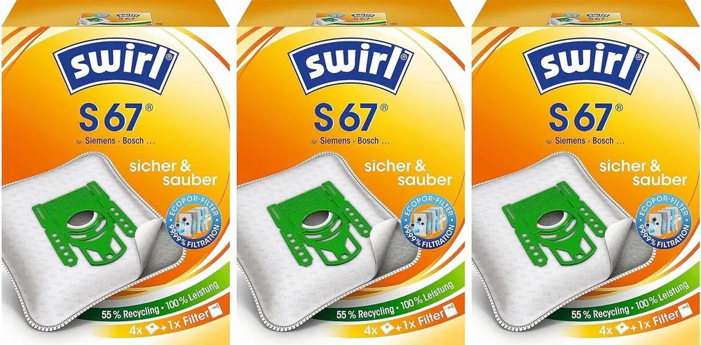 Swirl Staubsaugerbeutel Staubsaugerbeutel S67 AirSpace Siemens/Bosch Typ: G 3er Pack, 1 St.