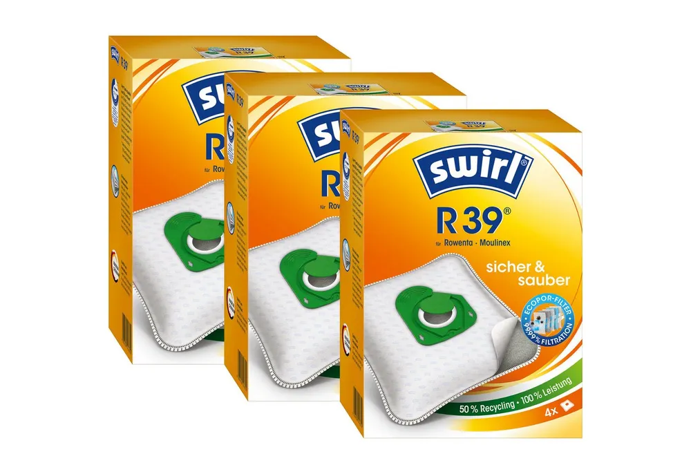 Swirl Staubsaugerbeutel SWIRL Staubsaugerbeutel R 39 EcoPor 3er-Pack 12 Beutel